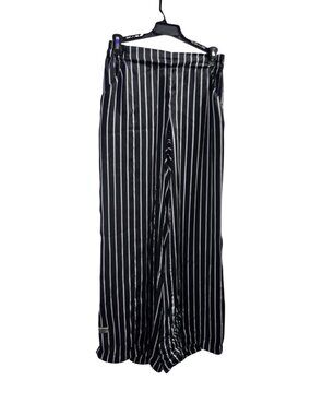 Kenneth Cole Striped Wide Leg Pants 4 Black White Dress Trousers Pleated Flowy